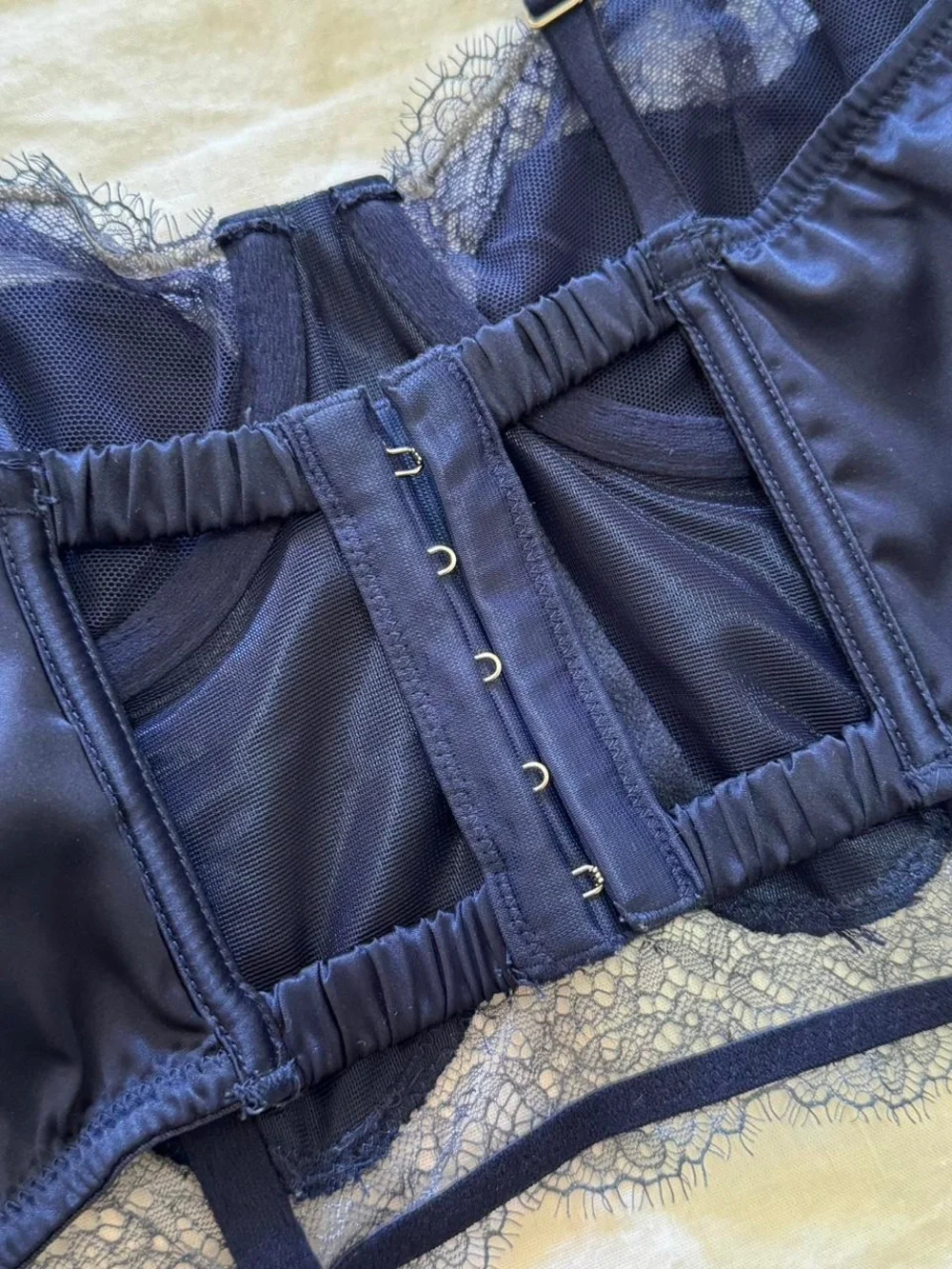 Rare Victoria’s Secret Dream Angels Blue Bustier Corset Top 32B Satin Lace Y2K